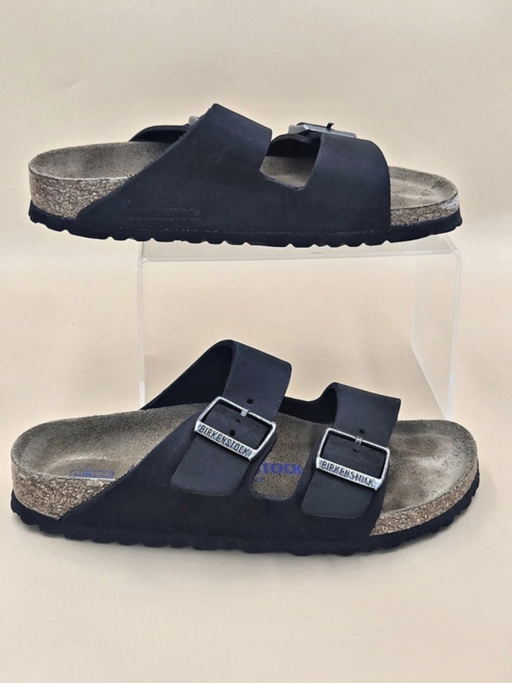Birkenstock Arizona Soft Footbed Two-strap Black Leather Sandals EU 37 US 6